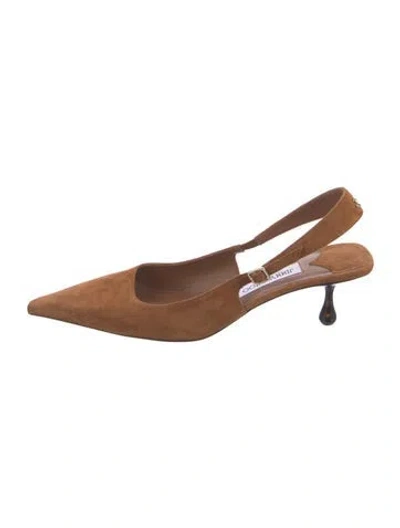 Pre-owned Jimmy Choo Suede Slingback Pumps In Neutral