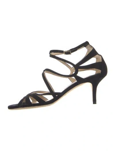 Pre-owned Jimmy Choo Suede Slingback Sandals In Blue