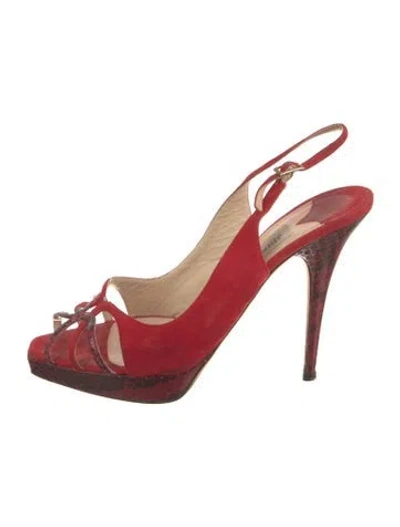 Pre-owned Jimmy Choo Suede Slingback Sandals In Red