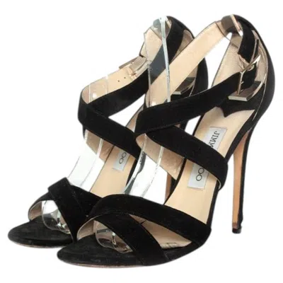 Pre-owned Jimmy Choo , Suede Strap Sandals In Black