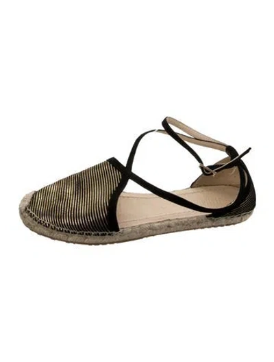 Pre-owned Jimmy Choo Suede Striped Espadrilles In Black