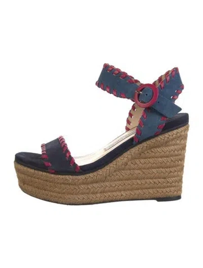 Pre-owned Jimmy Choo Suede Striped Espadrilles In Blue