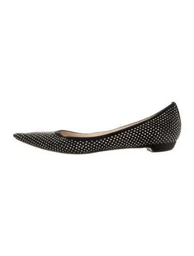 Pre-owned Jimmy Choo Suede Studded Accents Ballet Flats In Black