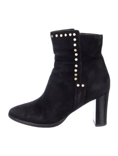 Pre-owned Jimmy Choo Suede Studded Accents Boots In Black
