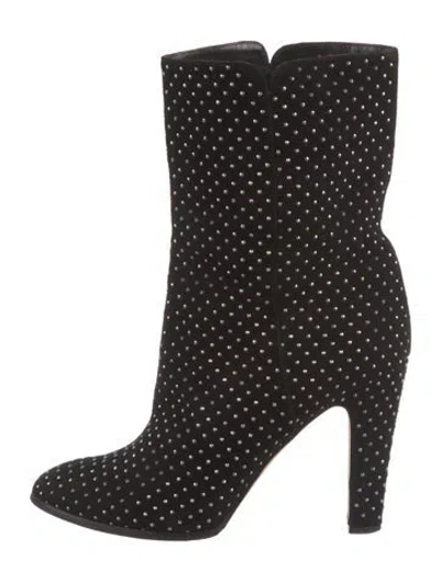 Pre-owned Jimmy Choo Suede Studded Accents Boots In Black