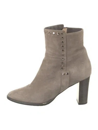 Pre-owned Jimmy Choo Suede Studded Accents Boots In Gray