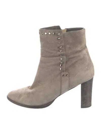 Pre-owned Jimmy Choo Suede Studded Accents Boots In Gray
