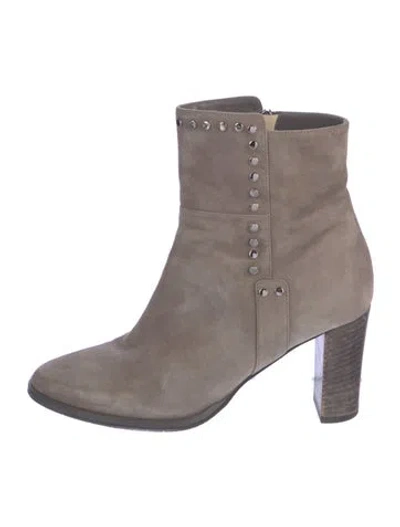 Pre-owned Jimmy Choo Suede Studded Accents Boots In Gray
