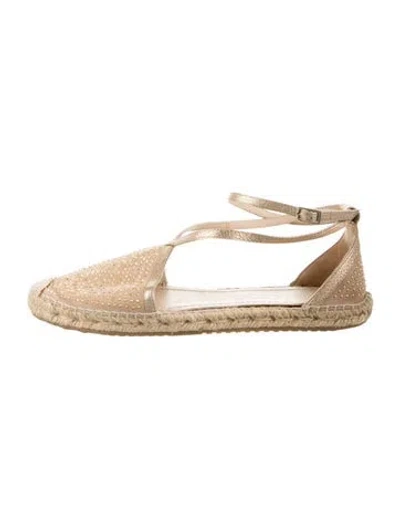 Pre-owned Jimmy Choo Suede Studded Accents Espadrilles In Gold
