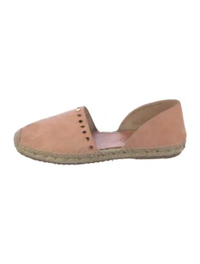 Pre-owned Jimmy Choo Suede Studded Accents Espadrilles In Neutrals/pink