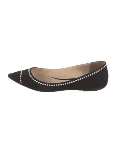 Pre-owned Jimmy Choo Suede Studded Accents Flats In Black