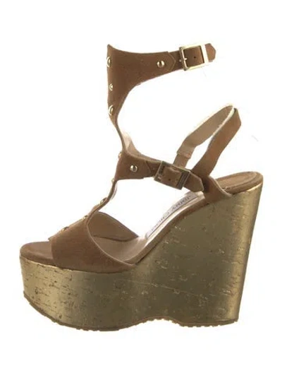 Pre-owned Jimmy Choo Suede Studded Accents Gladiator Sandals