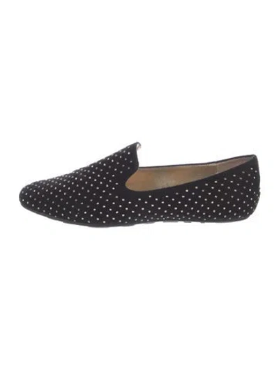 Pre-owned Jimmy Choo Suede Studded Accents Loafers In Black