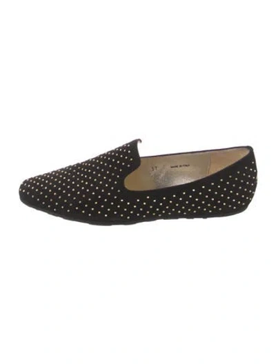 Pre-owned Jimmy Choo Suede Studded Accents Loafers In Black