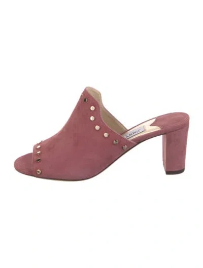 Pre-owned Jimmy Choo Suede Studded Accents Mules In Pink