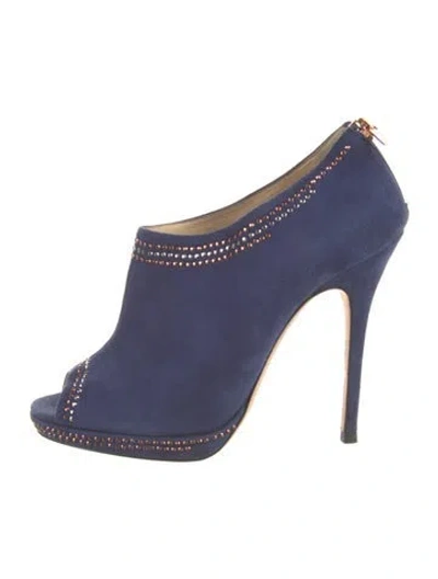 Pre-owned Jimmy Choo Suede Studded Accents Pumps In Blue