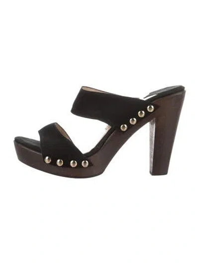 Pre-owned Jimmy Choo Suede Studded Accents Slides In Black