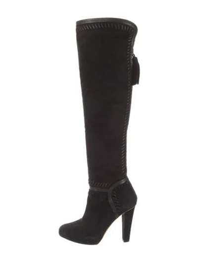 Pre-owned Jimmy Choo Suede Tassel Accents Boots In Black