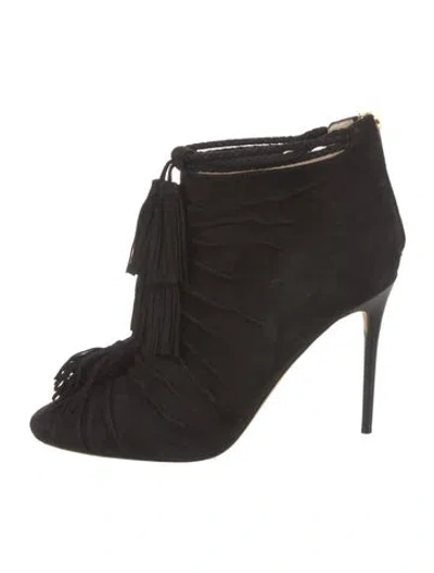 Pre-owned Jimmy Choo Suede Tassel Accents Mules In Black