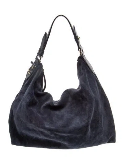 Pre-owned Jimmy Choo Suede Top Handle Bag In Blue