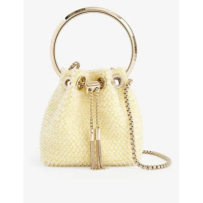 Jimmy Choo Micro Bon Bon Top-handle Bag In Sunbleached Light Gold