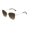 Jimmy Choo Sunglasses Butterfly Full Rim, Gold Frame And Brown Gradient Lens In Brown