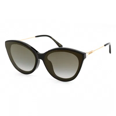 Jimmy Choo Sunglasses Cat Eye Full Rim, Black/gold Frame And Grey Gradient Gold Mirror Lens Vic/f/sk0807fq
