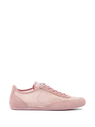 Jimmy Choo Sunny Floral Lace And Suede Trainers In Pink