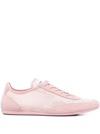 Jimmy Choo Sunny Floral Lace And Suede Trainers In Pink
