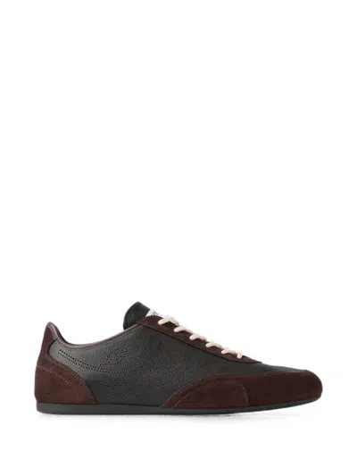 Jimmy Choo Sunny M Black And Chocolate Leather-mix And Perforated-leather Low-top Trainers In Schwarz
