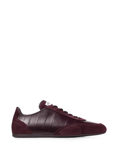 Jimmy Choo Sunny M Deep Merlot Leather-mix And Eel-printed-leather Low-top Trainers In Burgundy
