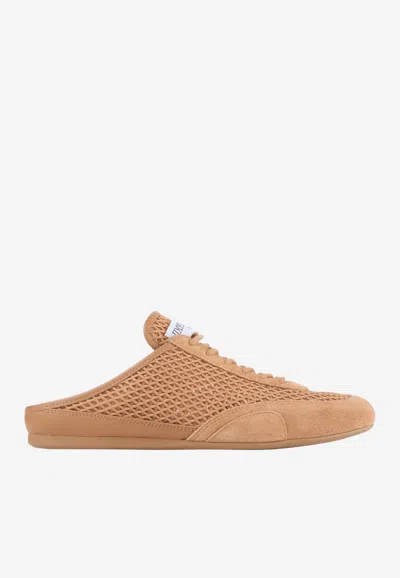 Jimmy Choo Sunny Mule F Toffee Leather Mix And Diamond Mesh Low Top Trainers Toffee Mix 38.5 In Brown