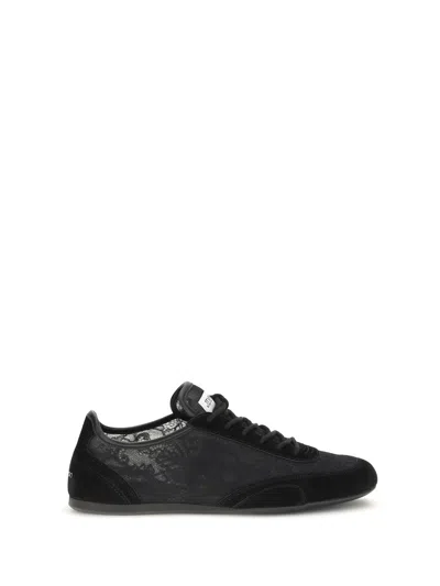 Jimmy Choo Sunny Leather-trimmed Suede And Lace Sneakers In Black