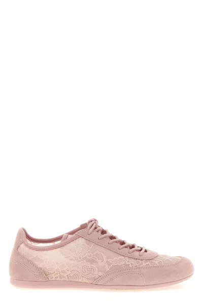 Jimmy Choo Sunny Floral Lace And Suede Trainers In Pink