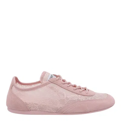 Jimmy Choo Sunny Floral Lace And Suede Trainers In Pink