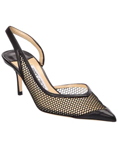 Jimmy Choo Sutton Sb 65 Mesh & Leather Slingback Pump In Black