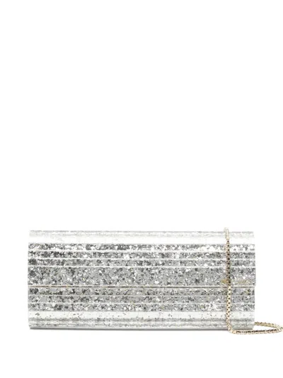 Jimmy Choo Sweetie Chain Clutch Bag In Silver