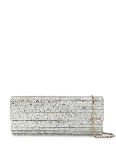 Jimmy Choo Sweetie Coarse Glitter Acrylic Clutch Bags In Gray