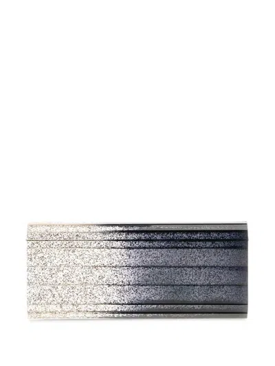 Jimmy Choo Sweetie Glitter-effect Clutch Bag In Silver