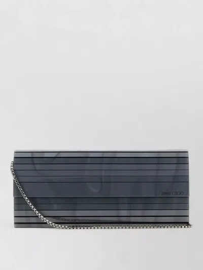 Jimmy Choo Sweetie Pvc Clutch Striped Chain Strap In Gray