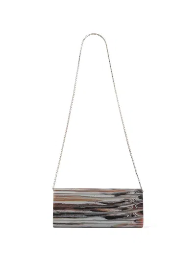 Jimmy Choo Sweetie Ribbed Clutch Bag In Gray