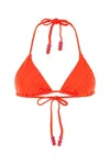 Jimmy Choo Ariah Logo-print Recycled-nylon Bikini Top In Red