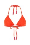 Jimmy Choo Ariah Logo-print Recycled-nylon Bikini Top In Red