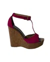 Jimmy Choo T-bar Peep Toe Wedge In Pink Suede In Pink