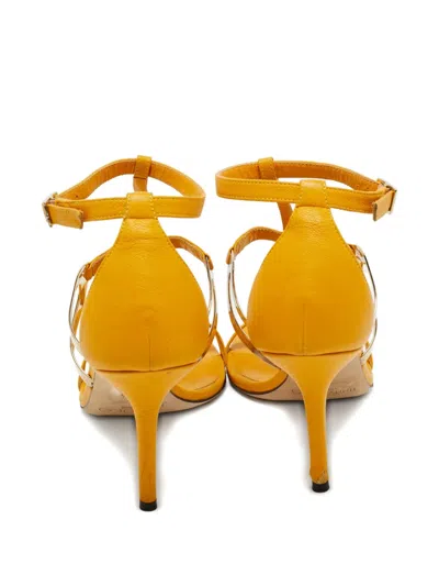 Pre-owned Jimmy Choo T-strap Leather Sandals In Yellow