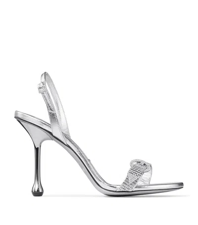 JIMMY CHOO TABATHA 95 LEATHER METALLIC HEELED SANDALS