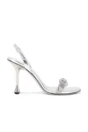 Jimmy Choo 95mm Tabatha Sandals - Women's - Calf Leather In Silver & Crystal