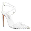 Jimmy Choo Tamai Leather Caged Toe Criss Cross Sandals In White