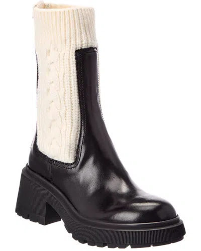 Jimmy Choo Tamia Leather & Cable Knit Boot In Black