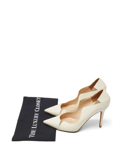 Pre-owned Jimmy Choo Tamika Textured Leather Pumps In Neutral